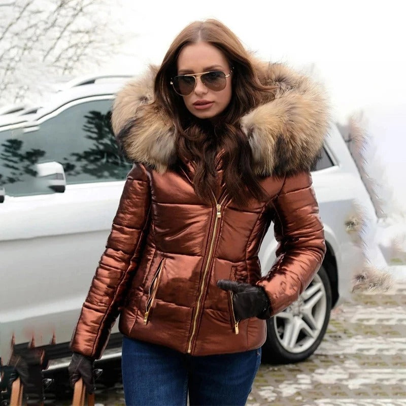 Warm Outwear Hooded Fur Collar Jacket
