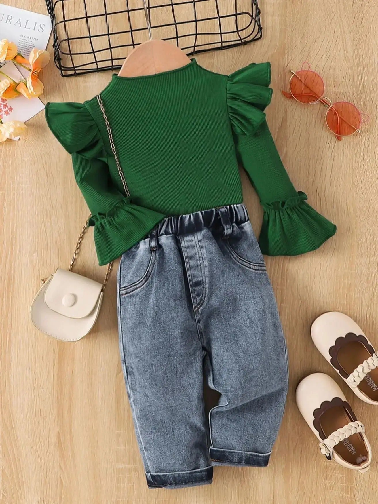 Distressed Jeans, creating a Retro Trendy Look for Little Cuties.