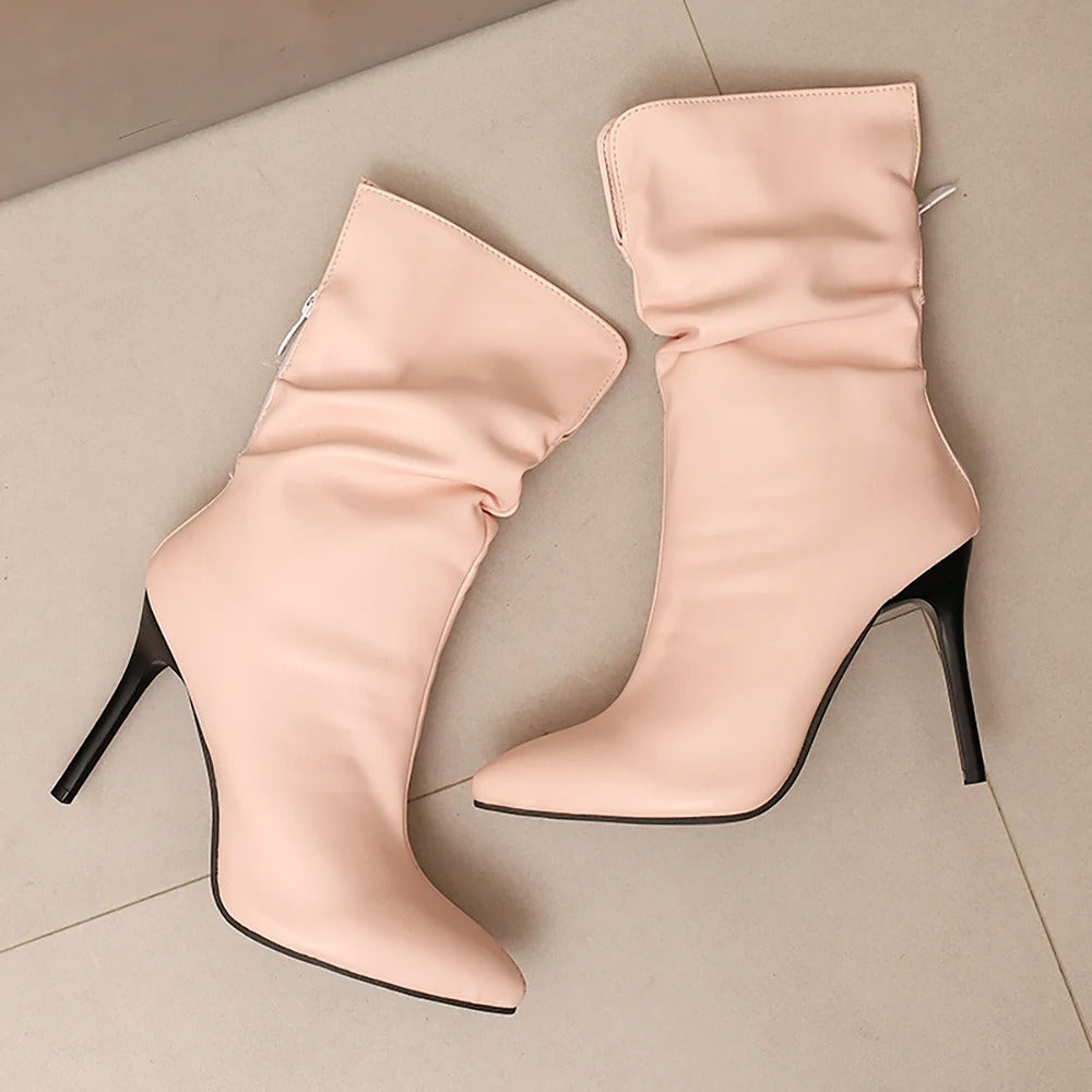 Pointed Toe High Heel Lady Mid-Calf Boots