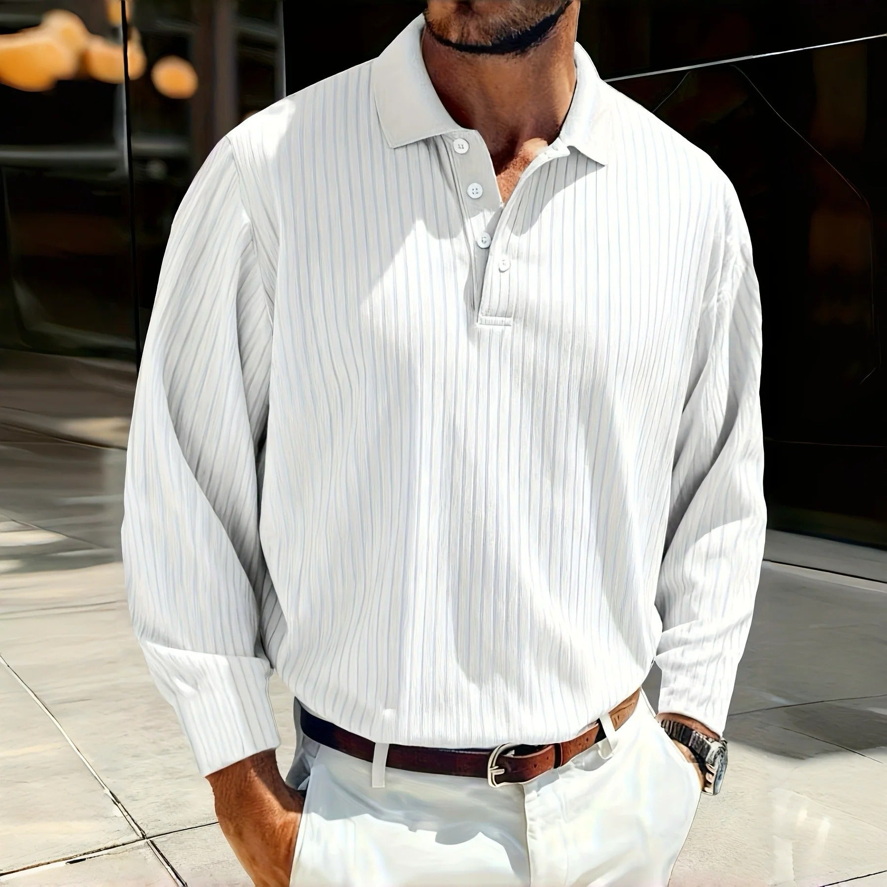 Vintage Striped, Stretch Long-Sleeve, Casual Sporty Style