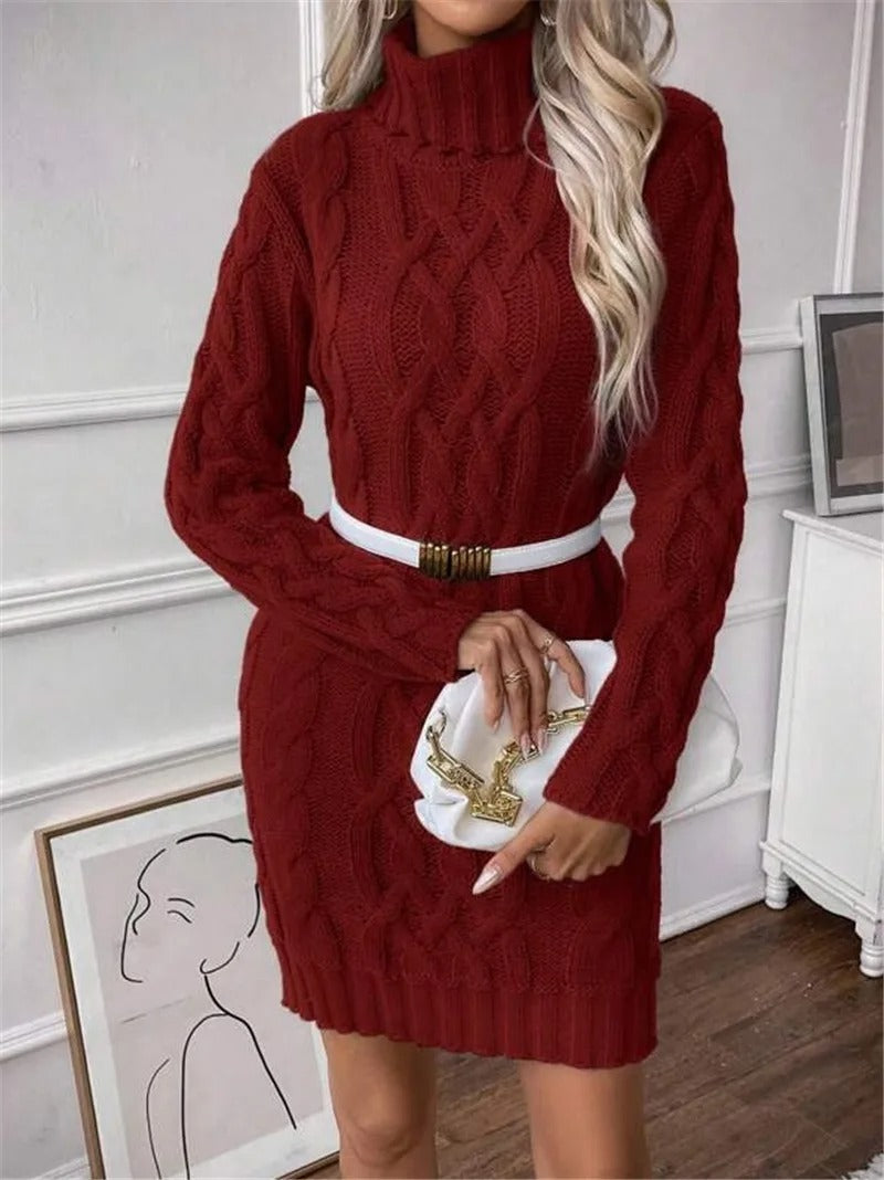 Slim Fit Sweater Knitted Long Sleeve Dress All-match