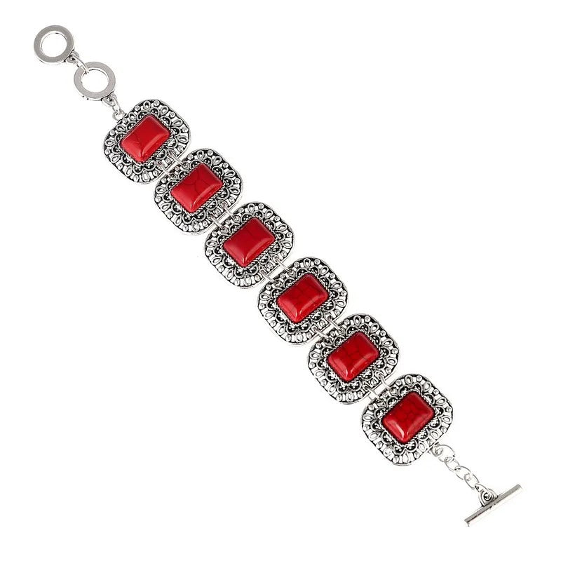 Trendy Boho Red Stone Adjustable Bracelets Bangle