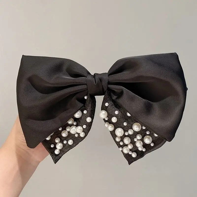 Luxury Double-layer Pearl Bow Hair Accessory