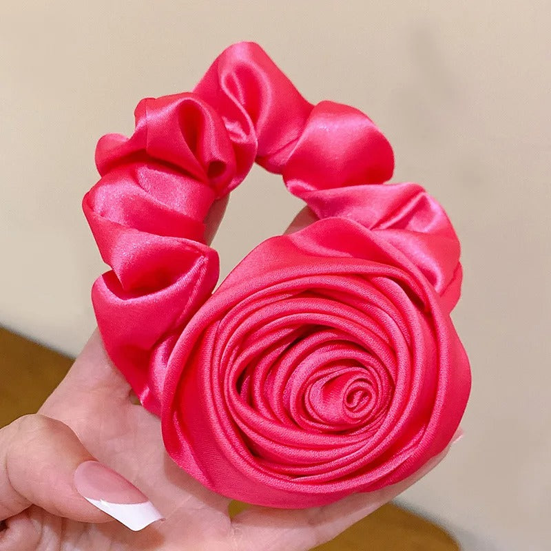 Women Ribbon Rose Flower Elastic Hair Band