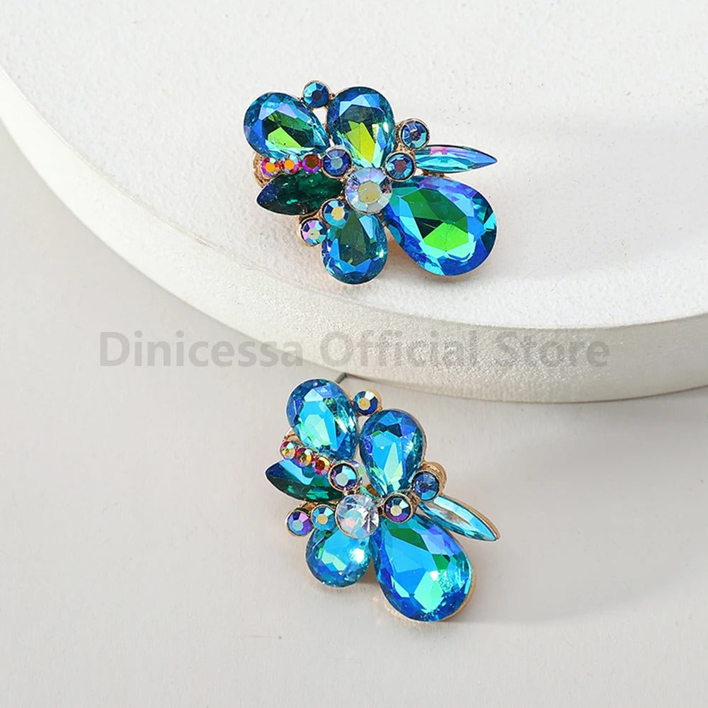 Luxury Unusual Glass Stud Earrings For Women Accessories.