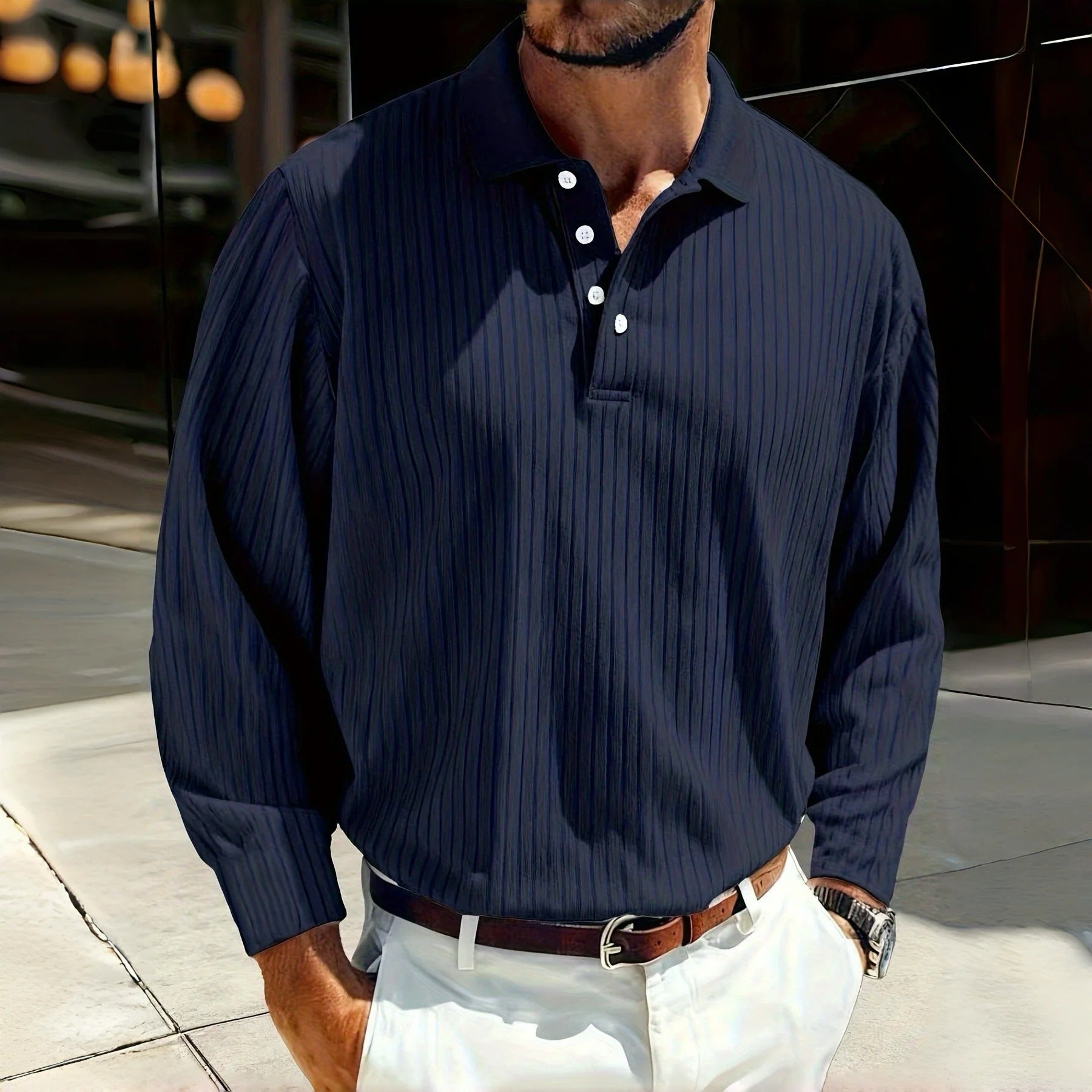 Vintage Striped, Stretch Long-Sleeve, Casual Sporty Style