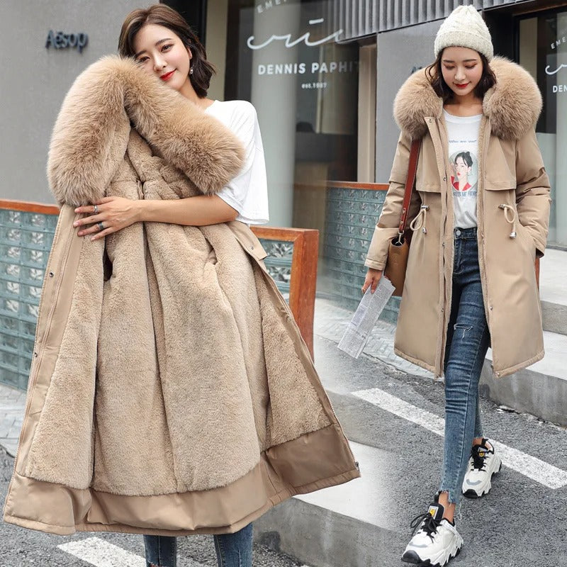 Zipper Thick Jackets Fur Collar