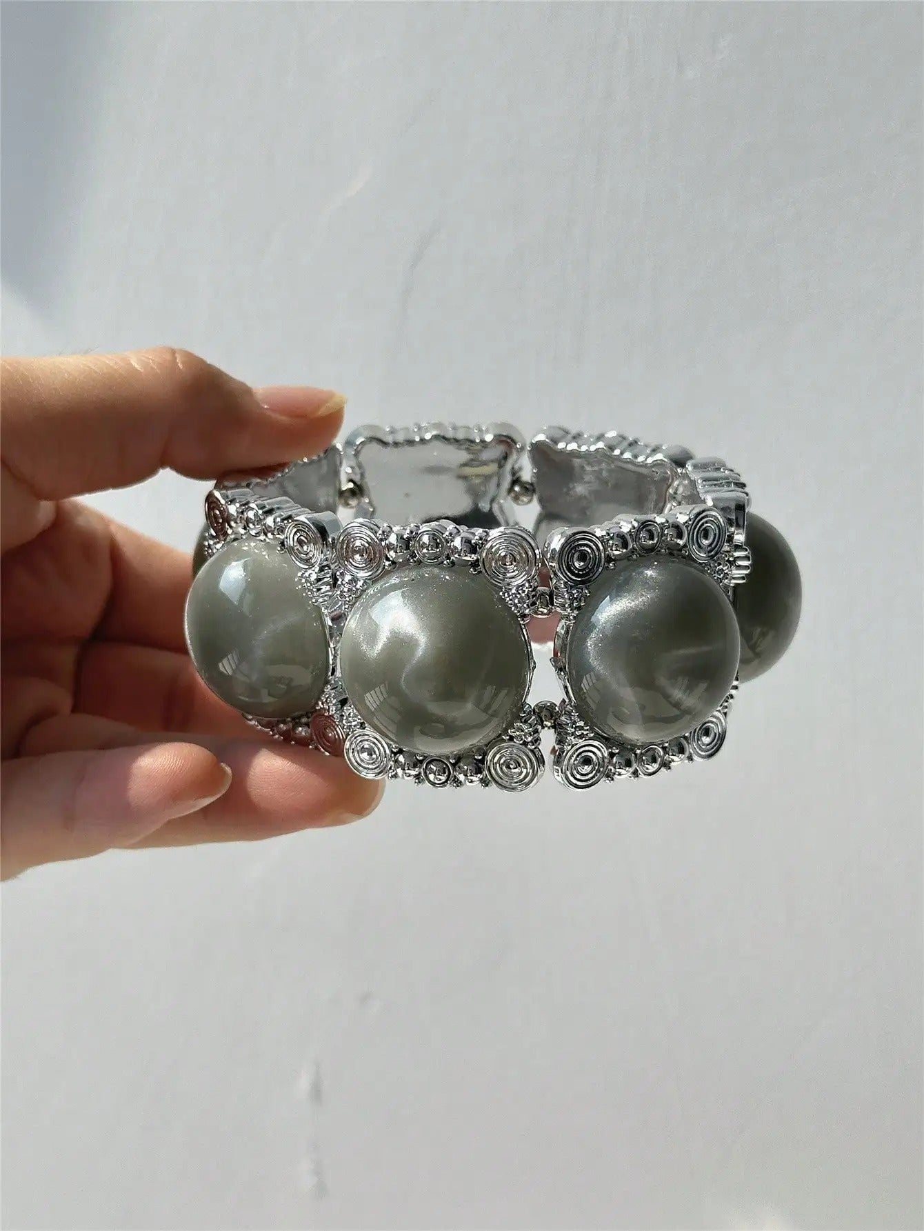 Transparent Gray-Black Resin Bracelet