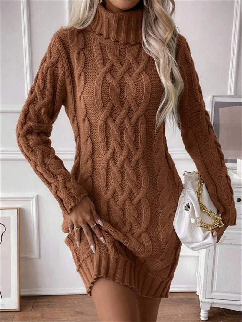Slim Fit Sweater Knitted Long Sleeve Dress All-match