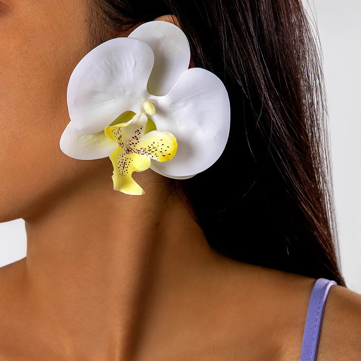 Fashion Butterfly Orchid Stud Earrings for Wome