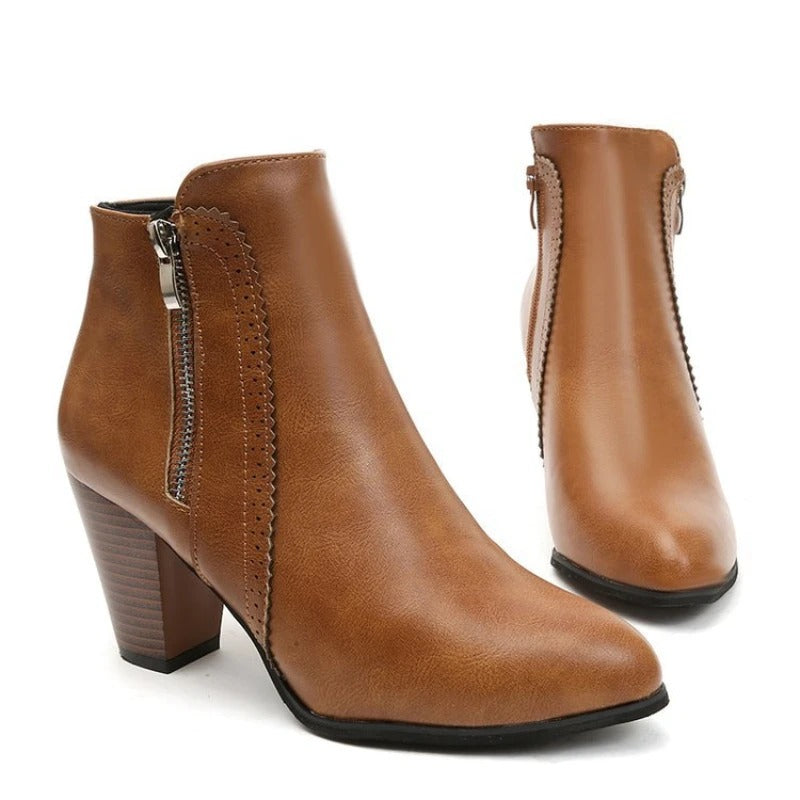 heeled outdoor nonslip shoe Retro Zipper