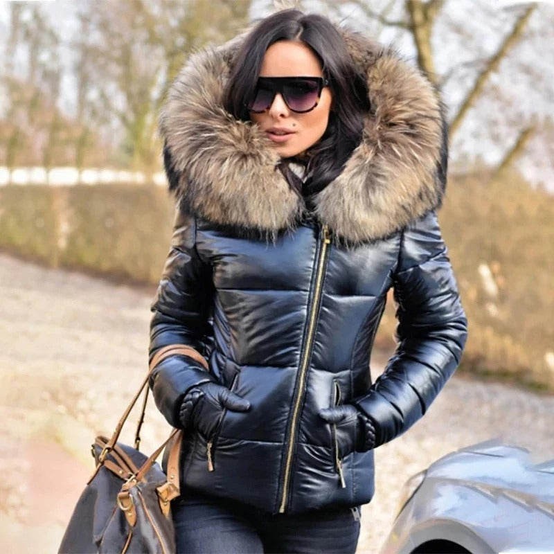 Warm Outwear Hooded Fur Collar Jacket