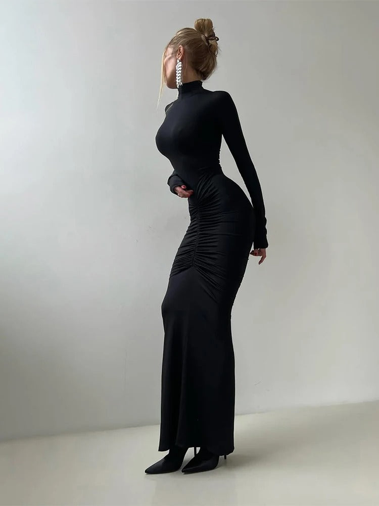 Turtleneck Full Sleeve Skinny High Stretch Daily Casual Fashion Elegant Vestidos