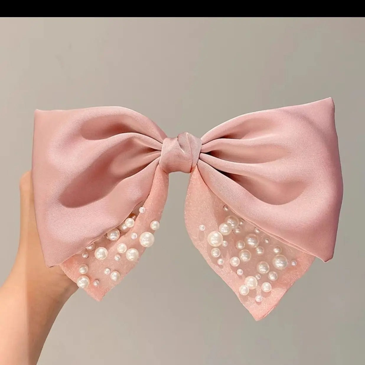Luxury Double-layer Pearl Bow Hair Accessory