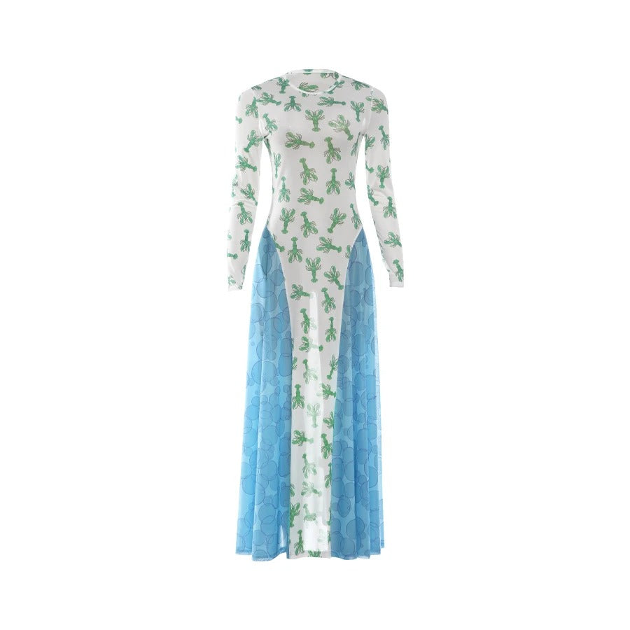 Weird Puss Contrast Patchwork Long Dress