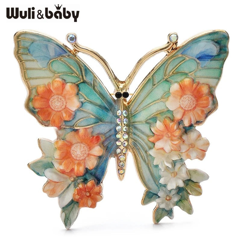 Vintage Big Flower Butterfly Brooches