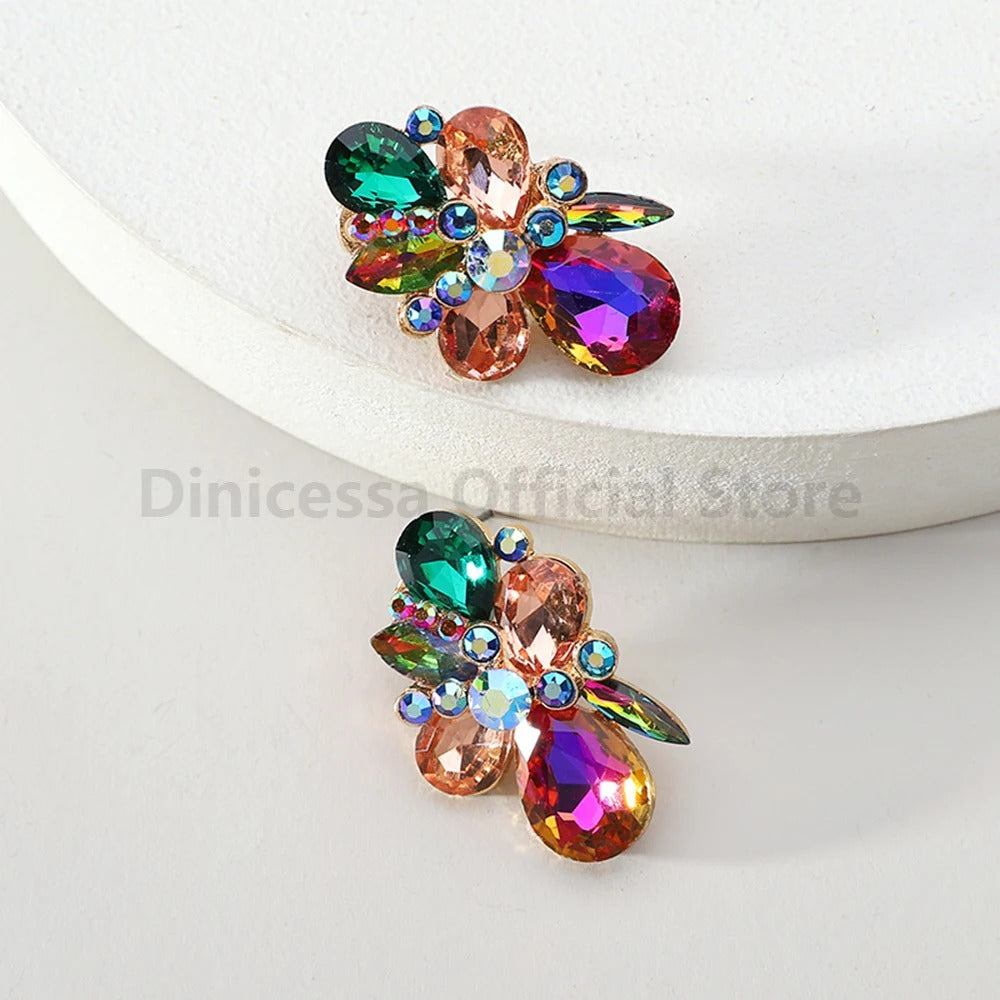 Luxury Unusual Glass Stud Earrings For Women Accessories.