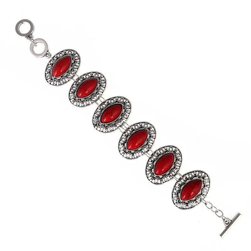 Trendy Boho Red Stone Adjustable Bracelets Bangle