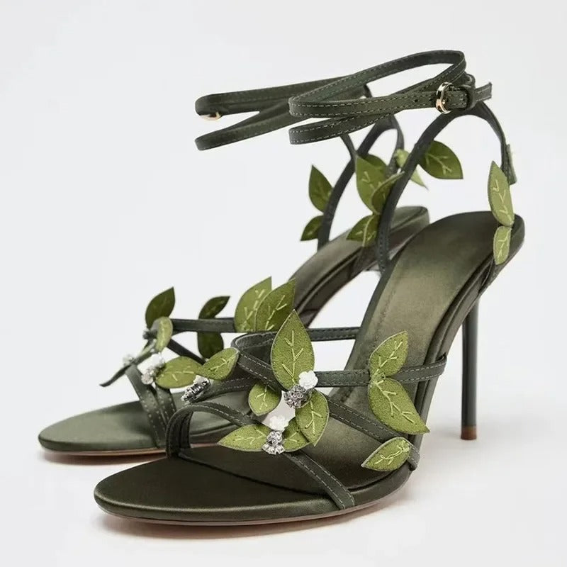 summer Leaf's Satin Narrow Band Women Gladiator Sandals