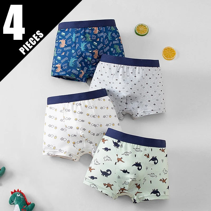 4 Pcs Children's Dinosaur Game Machine Printing Fashion Boxer Shorts
