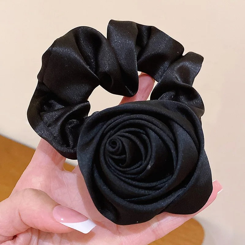 Women Ribbon Rose Flower Elastic Hair Band