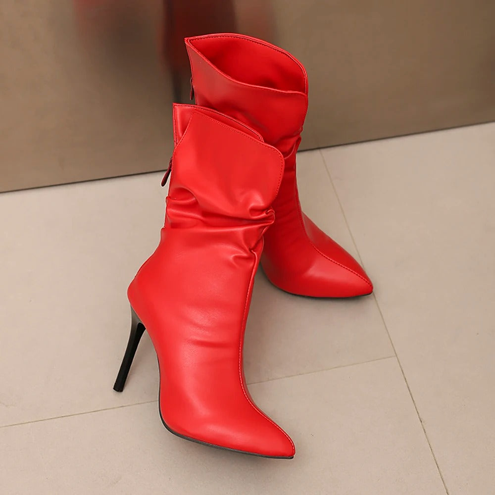 Pointed Toe High Heel Lady Mid-Calf Boots