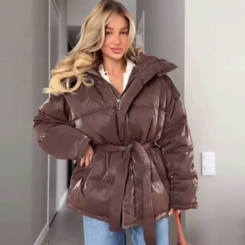 Winter Hooded Cotton Padded Jacket Loose Long Sleeve