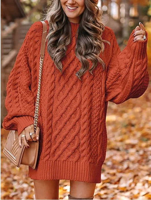 Cozy Women's Long Sleeve Cable Knit Sweater