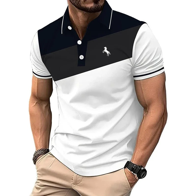 Short Sleeve Spell Color Button Polo Shirt