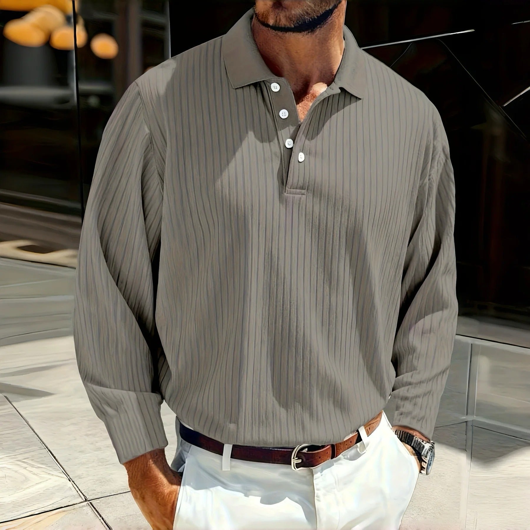 Vintage Striped, Stretch Long-Sleeve, Casual Sporty Style