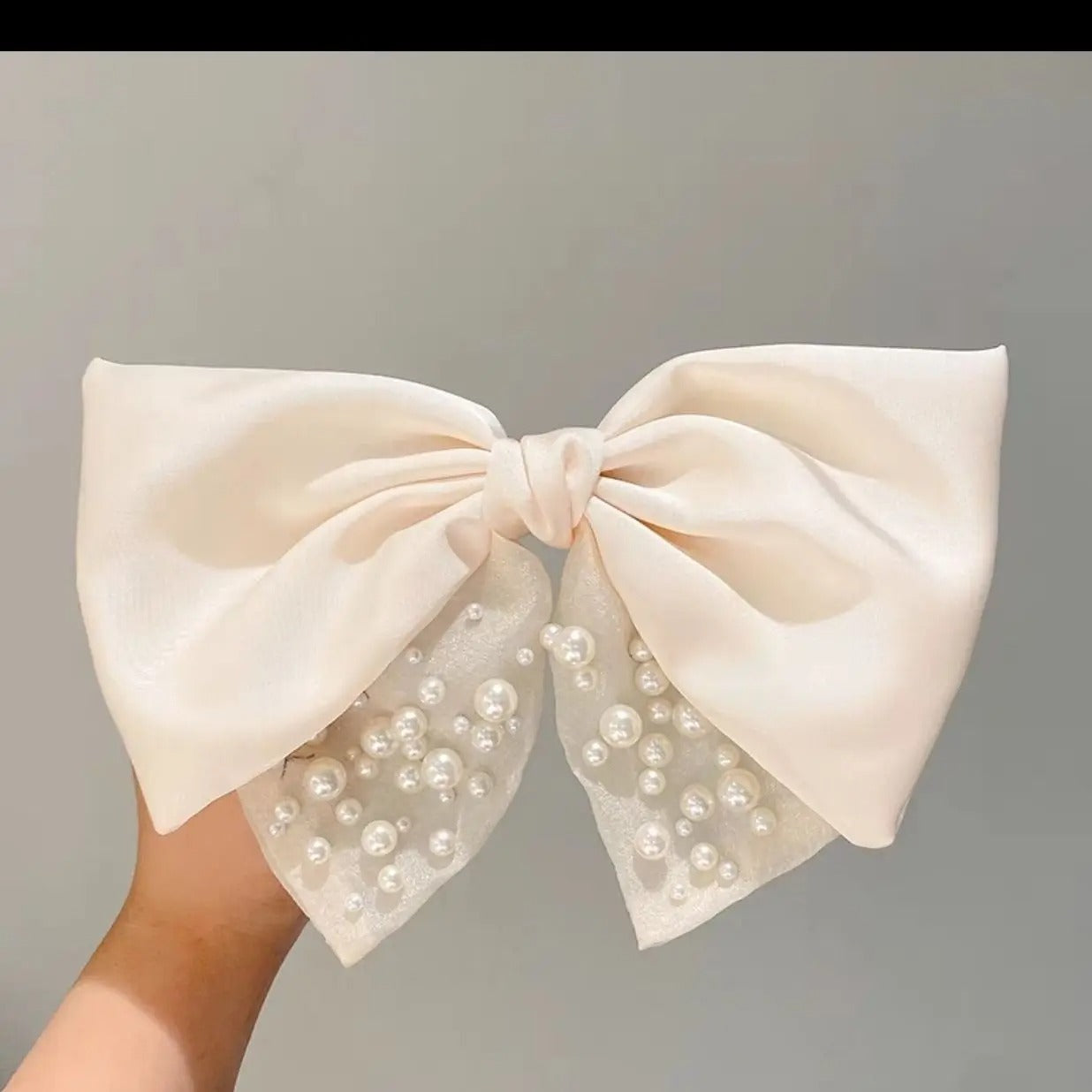 Luxury Double-layer Pearl Bow Hair Accessory