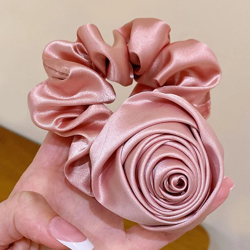 Women Ribbon Rose Flower Elastic Hair Band