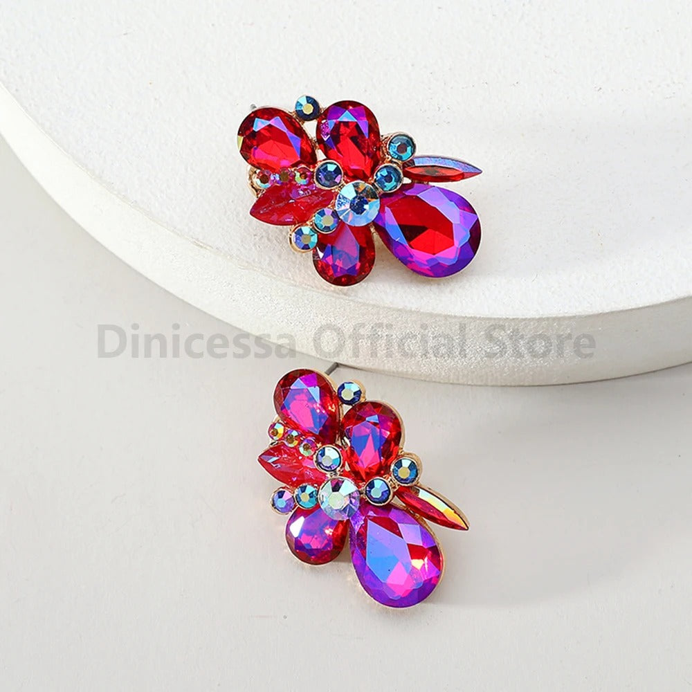 Luxury Unusual Glass Stud Earrings For Women Accessories.