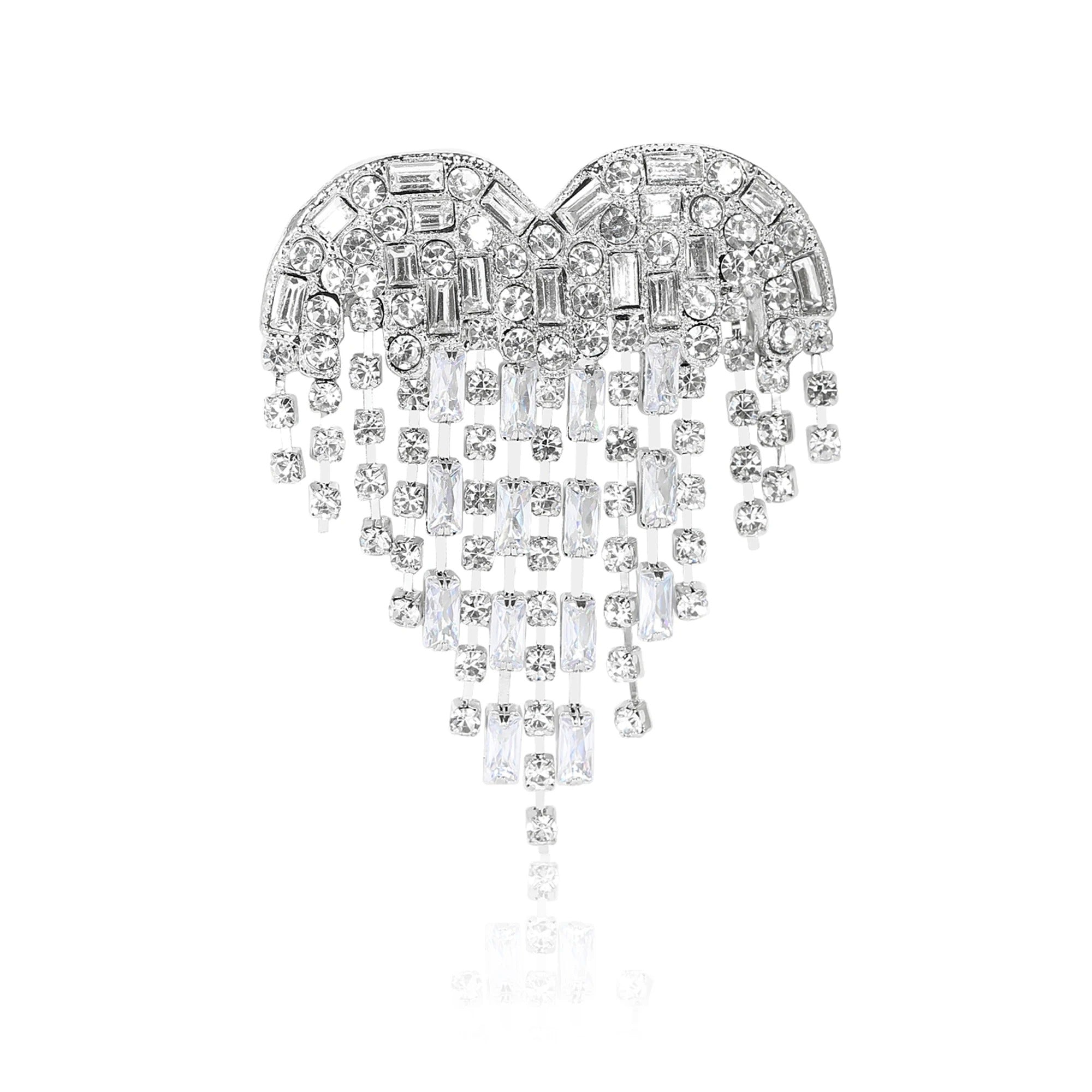 Luxury Rhinestone Heart Brooches for Women