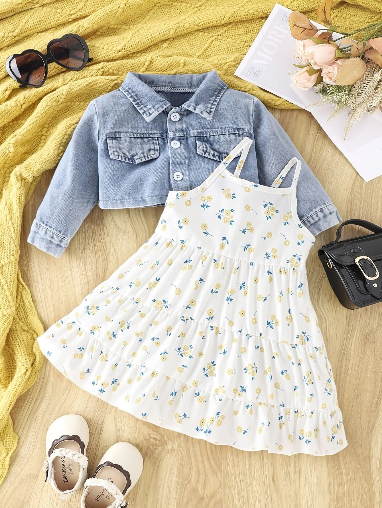 Floral Dress Set With Halter Sweet Fashion