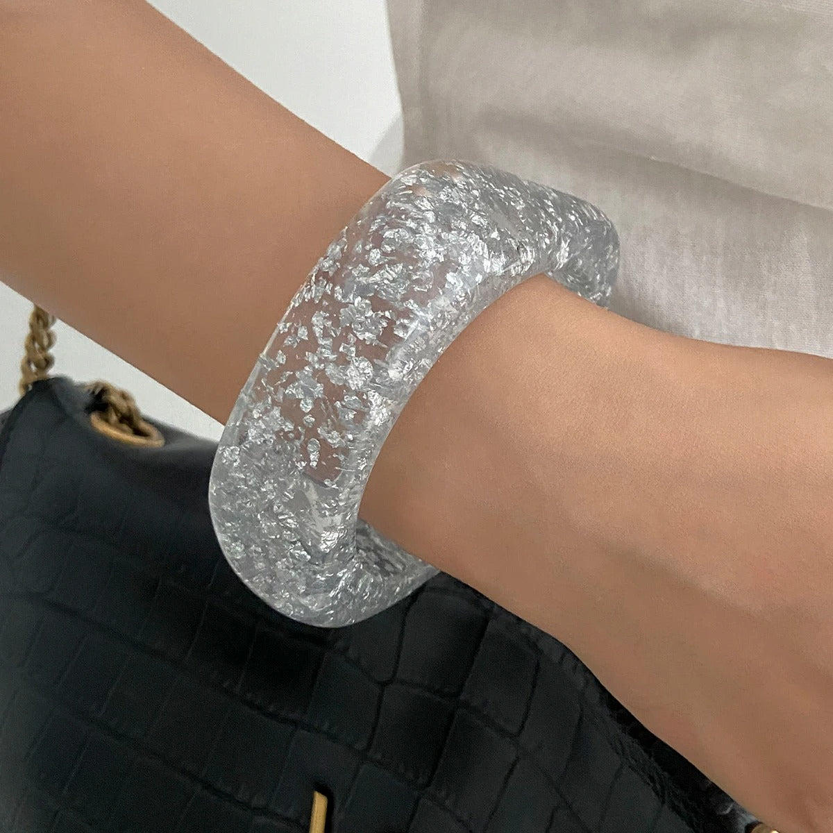 Acrylic Resin Metal Wide Bracelets