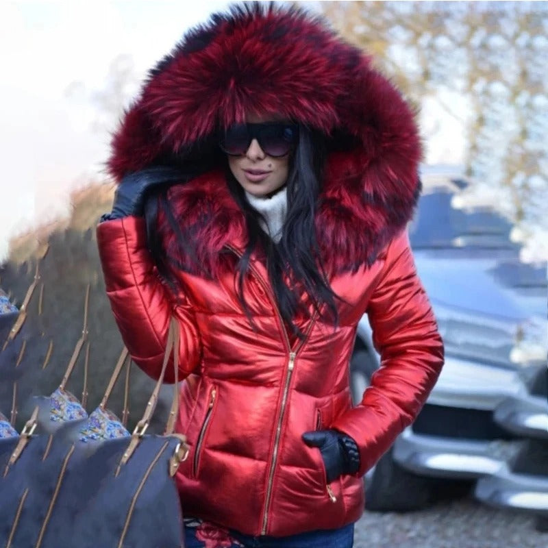 Warm Outwear Hooded Fur Collar Jacket
