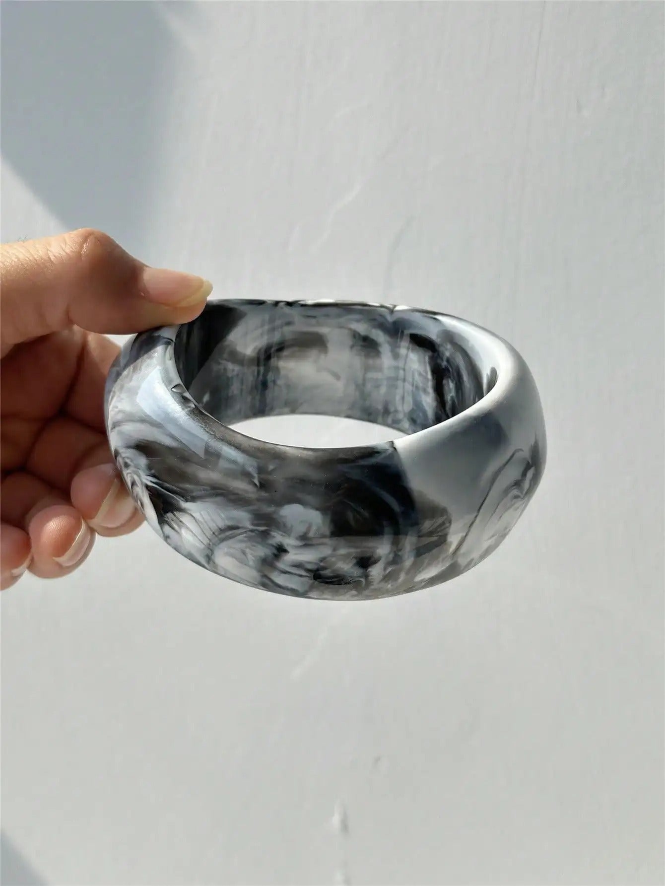 Transparent Gray-Black Resin Bracelet