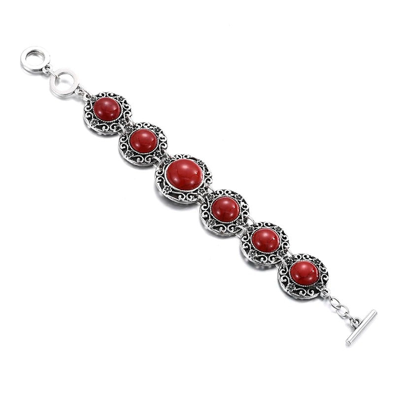 Trendy Boho Red Stone Adjustable Bracelets Bangle