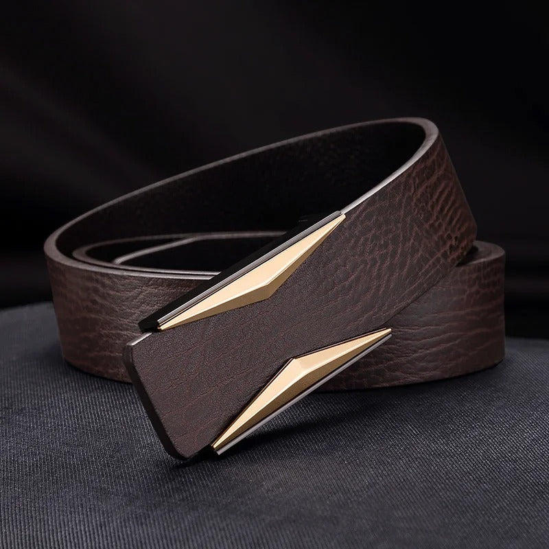 Shiny Coffee Design Buckle High Quality Waist Shaper Leather genuine Belts
