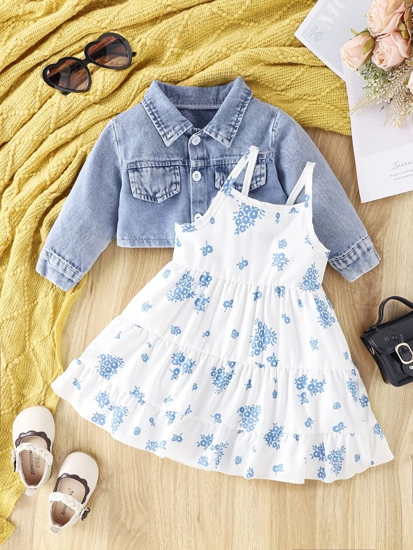 Floral Dress Set With Halter Sweet Fashion