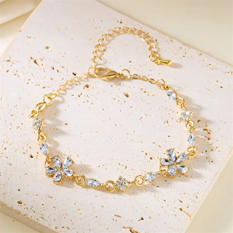 Charm Red Crystal Zircon Flower Bracelet