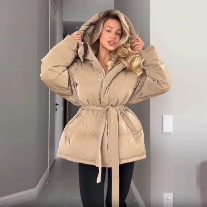 Winter Hooded Cotton Padded Jacket Loose Long Sleeve