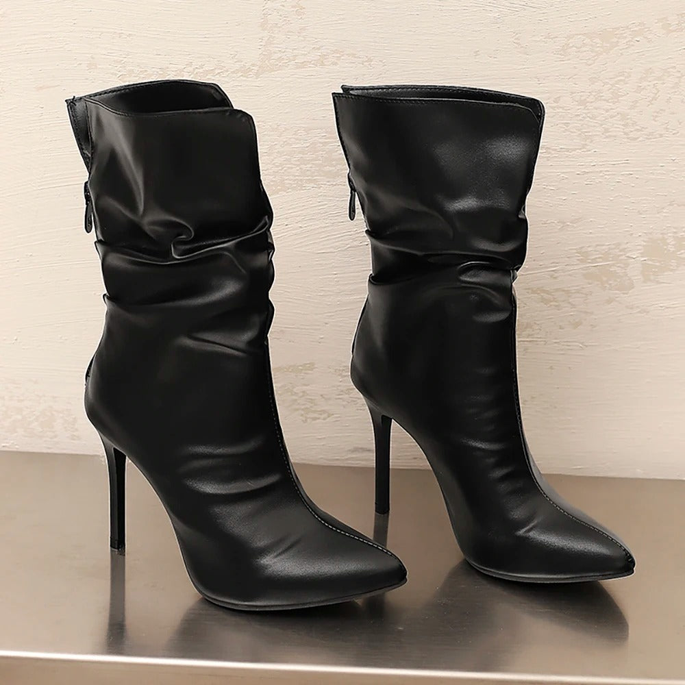 Pointed Toe High Heel Lady Mid-Calf Boots