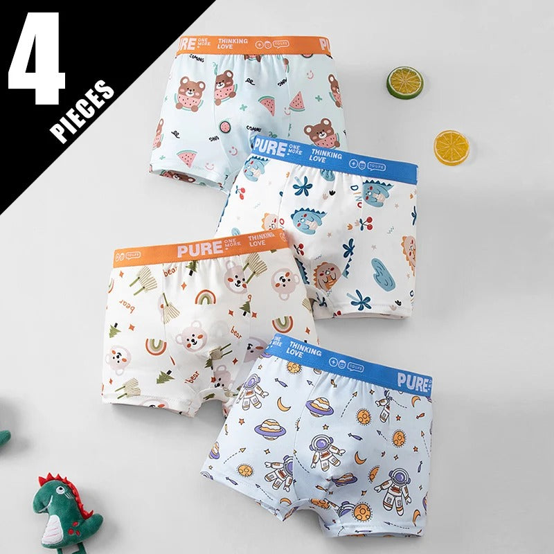 4 Pcs Children's Dinosaur Game Machine Printing Fashion Boxer Shorts