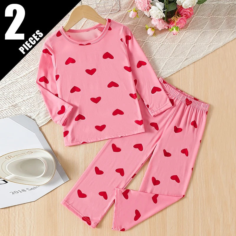 2-piece Autumn and Winter Children's Cute Printed Long-Sleeved Pants