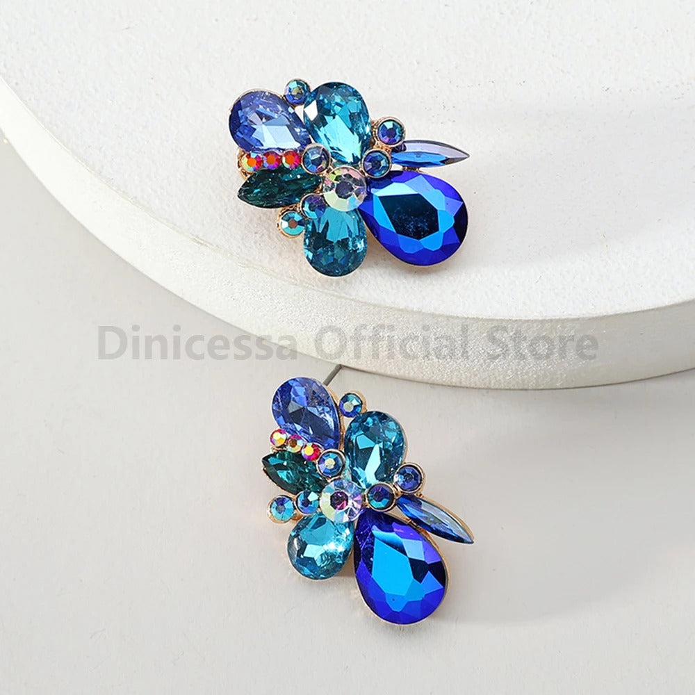 Luxury Unusual Glass Stud Earrings For Women Accessories.