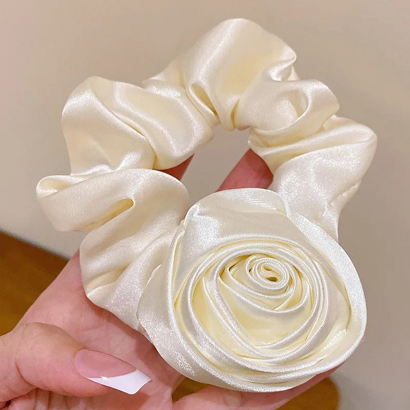 Women Ribbon Rose Flower Elastic Hair Band