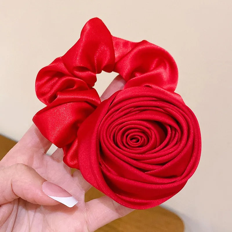 Women Ribbon Rose Flower Elastic Hair Band