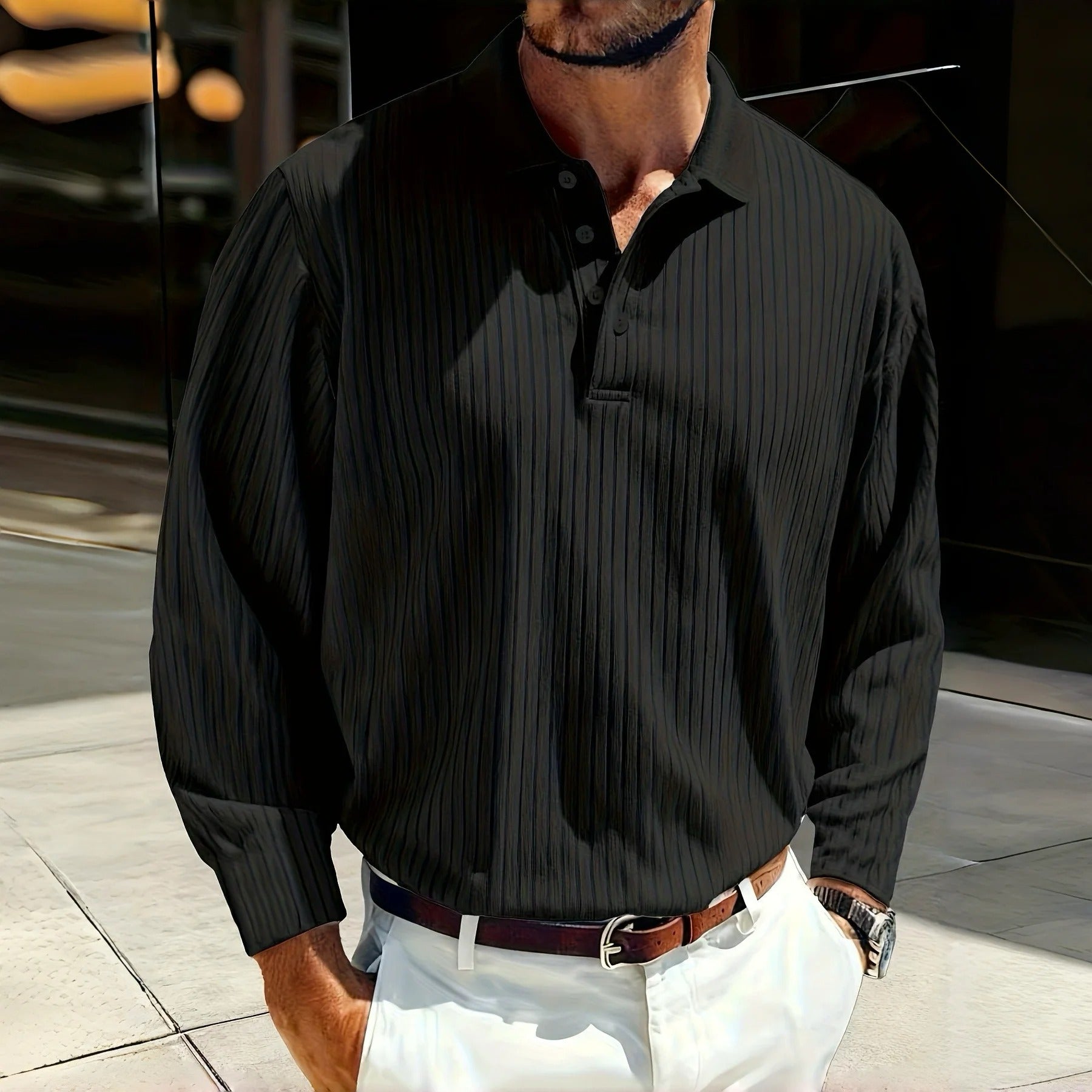 Vintage Striped, Stretch Long-Sleeve, Casual Sporty Style